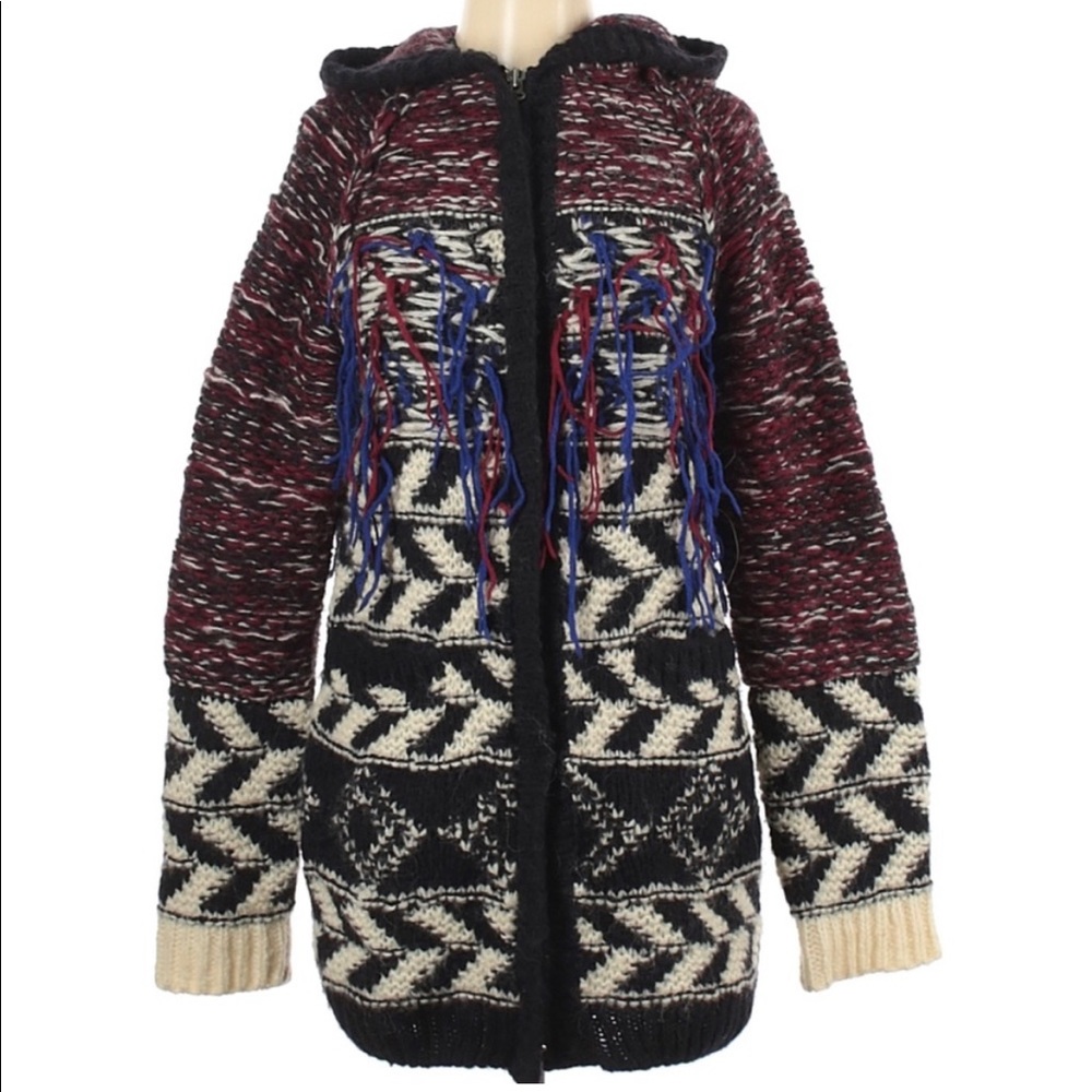 Isabel Marant Pour H&M Fringe Woven Zip Cardigan, Size XS